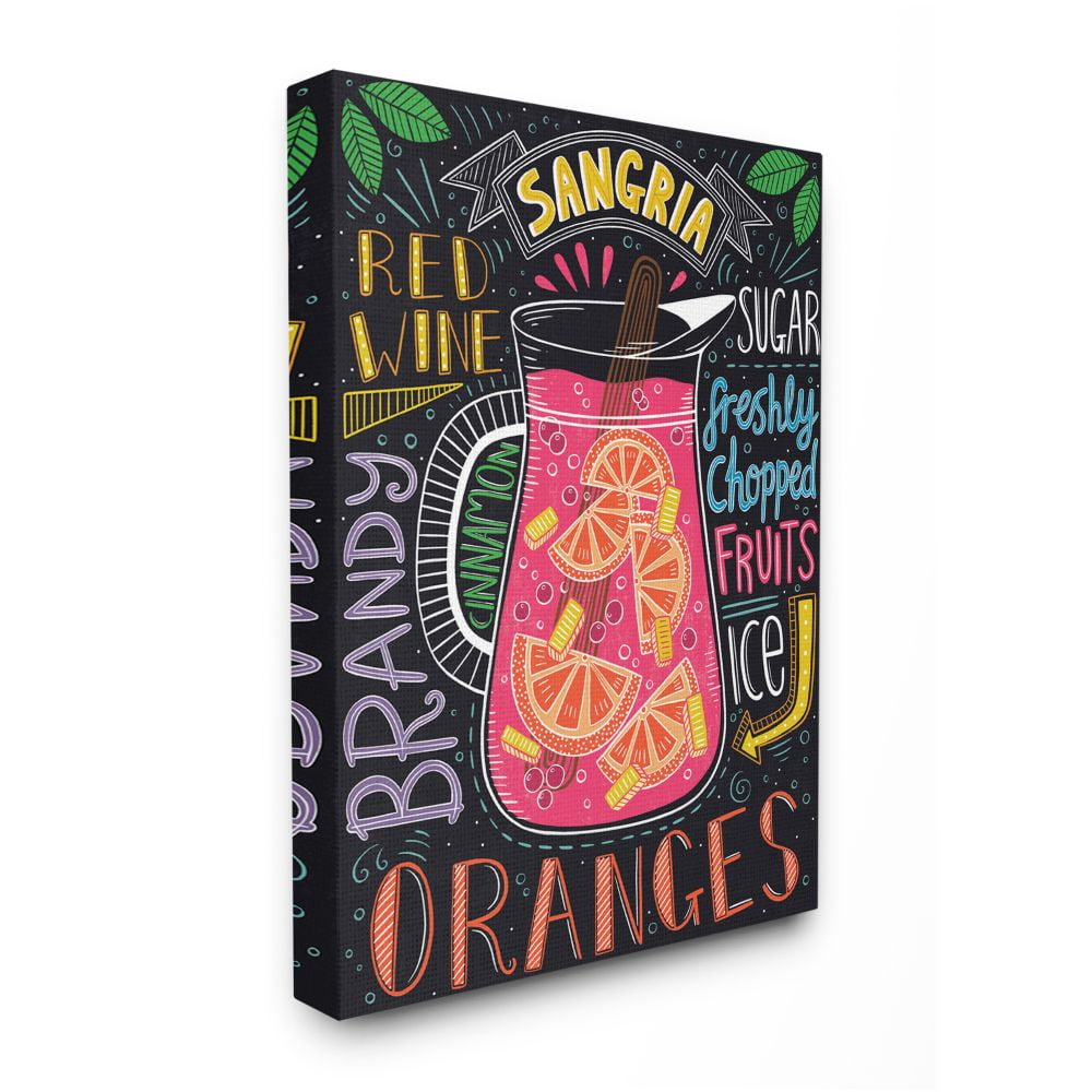 Stupell Industries Summer Sangria Pitcher Chalk Style Ingredient List Designed by Lisa Barlow