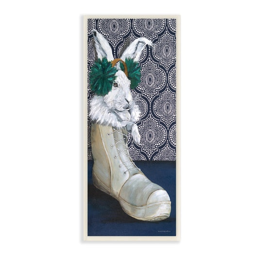 Stupell Industries White Rabbit Fluffy Boot Mosaic Pattern Wallpaper Painting Unframed Art Print Wall Art, Design by Kamdon Kreations