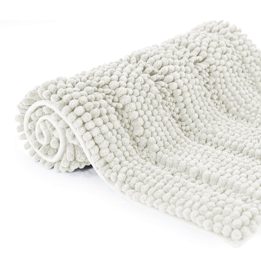 Subrtex Bathroom Rugs Non-Slip Chenille Soft Striped Plush Bath Mat (Light Purple, 16"x24")
