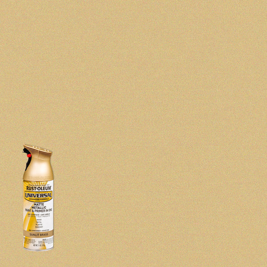 6 Pack, Sunlit Brass, Rust-Oleum Universal All Surface Interior/Exterior Matte Metallic Spray Paint-353093, 11 oz