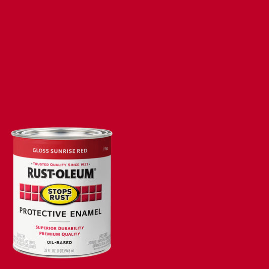 2 Pack, Sunrise Red(100 Voc), Rust-Oleum Stops Rust Gloss Protective Enamel- 353581, Quart
