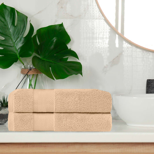 Superior Aria Turkish Cotton 2-Piece Bath Towel Set, Ultra Soft Heavyweight Towels, Hazelnut
