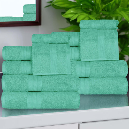 Superior Atlas Cotton Heavyweight 12 Piece Towel Set, Rivulet