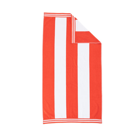 Superior Cabana Striped 1-Piece Oversized Cotton Beach Towel, Coral