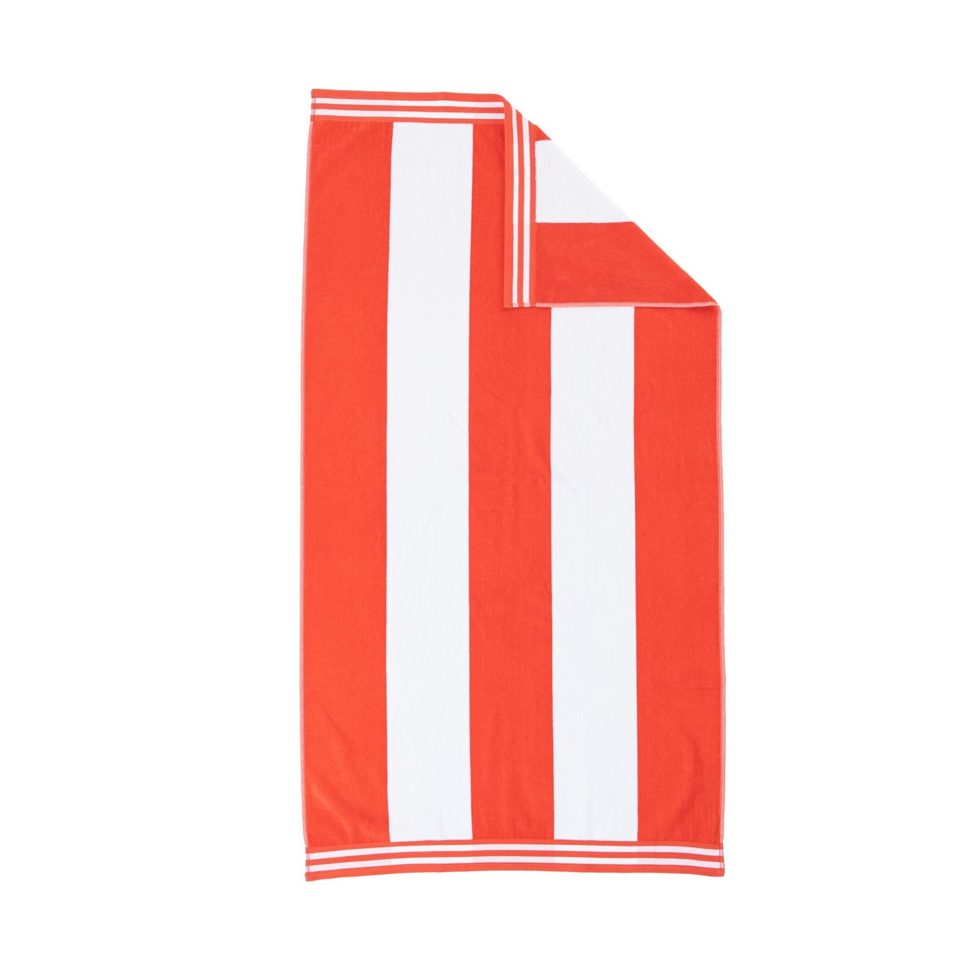 Superior Cabana Striped 4-Piece Oversized Cotton Beach Towel Set, Coral