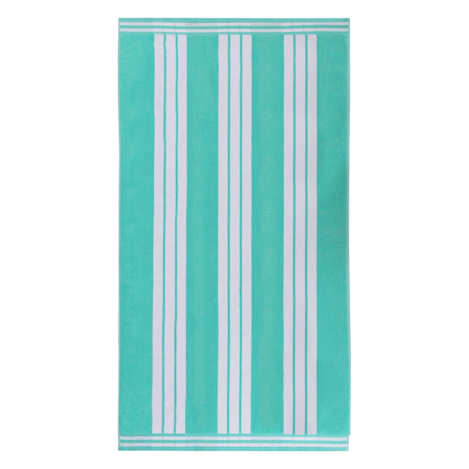 Superior Cotton Striped Oversized Beach Towel Set of 2, 34" x 64", Mint