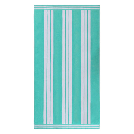 Superior Cotton Striped Oversized Beach Towel Set of 2, 34" x 64", Mint
