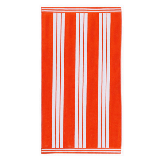 Superior Cotton Striped Oversized Beach Towel Set of 4, 34" x 64", Coral