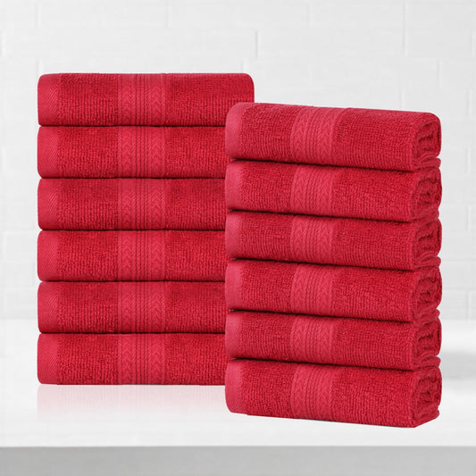 Superior Eco-Friendly Cotton 12-Piece, Cranberry, Washcloth Set
