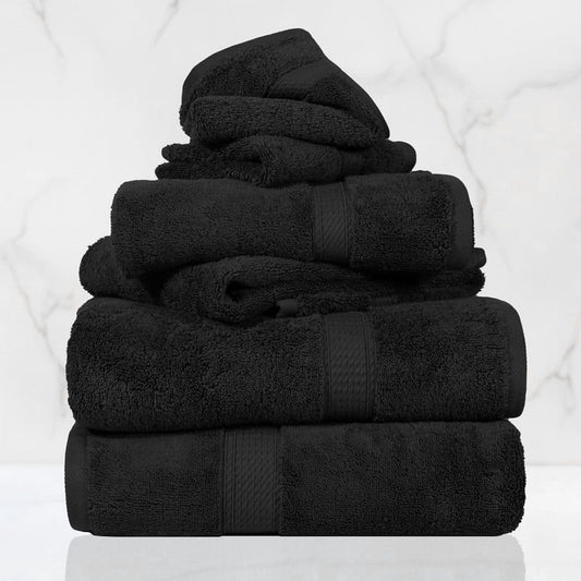 Superior 800 GSM Egyptian Cotton 6-Piece Face Towel Set, Soft Ultra Absorbent Towels, Navy Blue