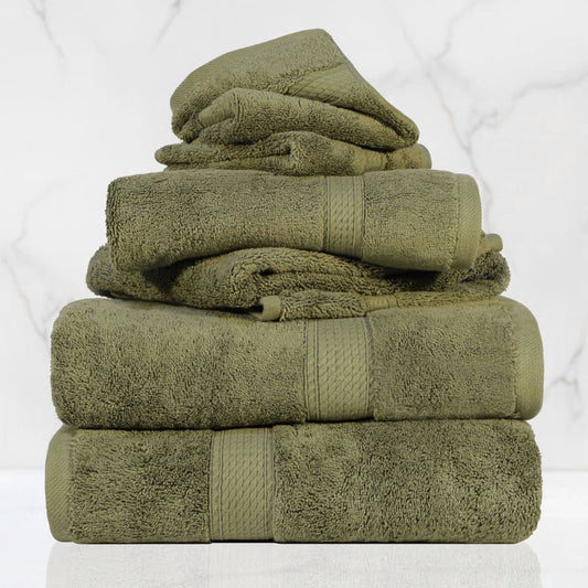 Superior 800 GSM Egyptian Cotton 6-Piece Face Towel Set, Soft Ultra Absorbent Towels, Red