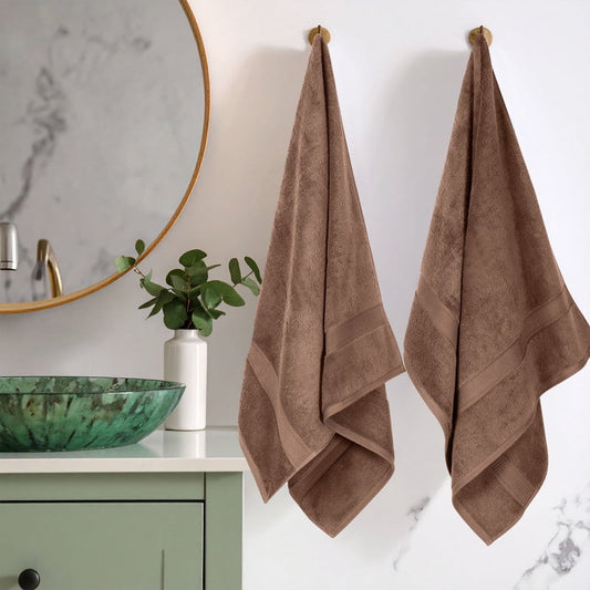 Superior 800 GSM Egyptian Cotton Heavyweight Bath Towel Set of 2, Chocolate