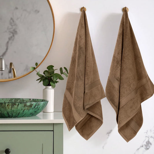 Superior 800 GSM Egyptian Cotton Heavyweight Bath Towel Set of 2, Latte