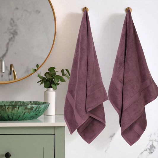 Superior 800 GSM Egyptian Cotton Heavyweight Bath Towel Set of 2, Plum