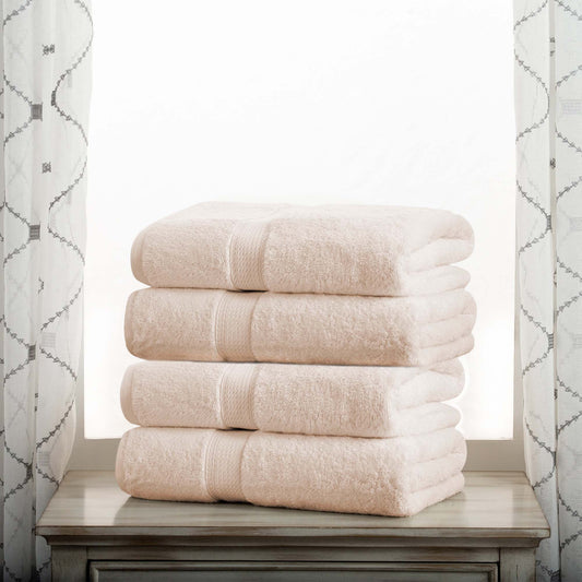 Superior 800 GSM Egyptian Cotton Heavyweight Bath Towel Set of 4, Cream