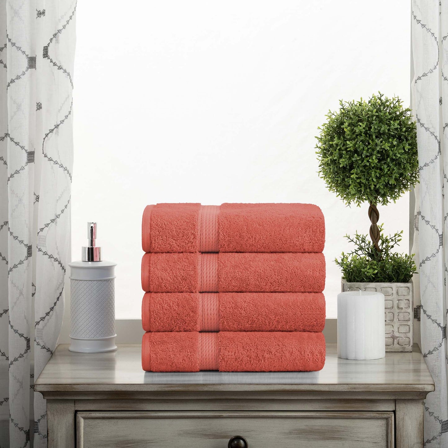 Superior 800 GSM Egyptian Cotton 4-Piece Hand Towel Set, Soft Ultra Absorbent Towels, Gold