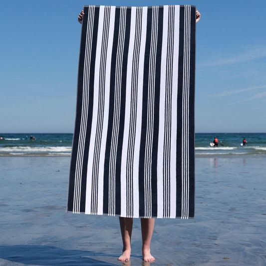 Superior Maui Striped Cotton Oversized Cotton Blue Beach Towel