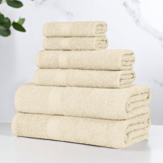 Superior Miami 100% Cotton Lightweight 6-Piece Towel Set, Ivory