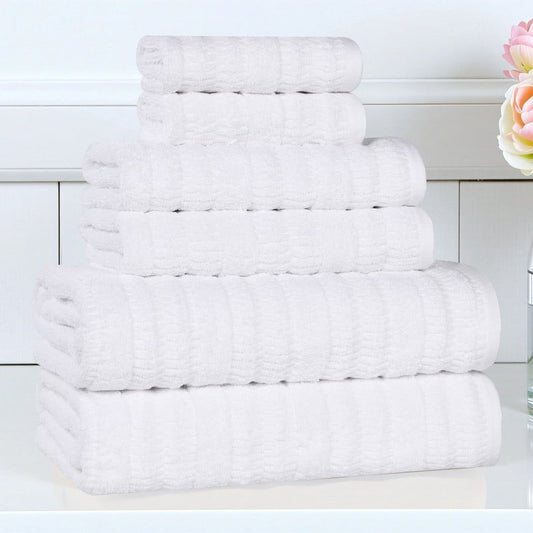 Superior Mika Smart Twist Cotton Medium Weight 6 Piece Towel Set, White