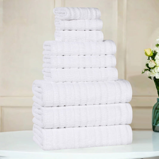 Superior Mika Smart Twist Cotton Medium Weight 9 Piece Towel Set, Peach