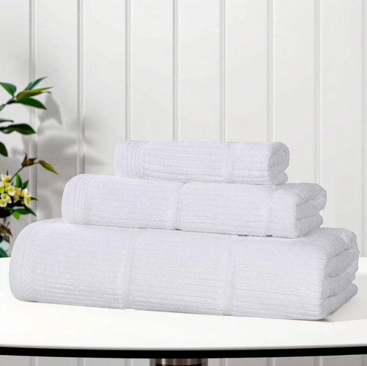 Superior Milo 6 Piece Smart Twist Cotton Hand Towels, Medium Weight Ribbed Design Towels, Silver