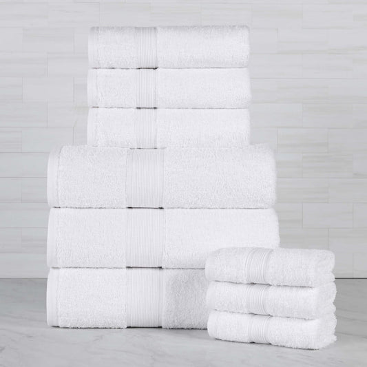 Superior Oregon Organic Cotton 9 Piece Towel Set, Soft Medium Weight Towels, White