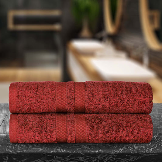 Superior Ulta Soft Cotton 2-Piece Bath Sheet Set, Highly-Absorbent Solid Towels, Maroon