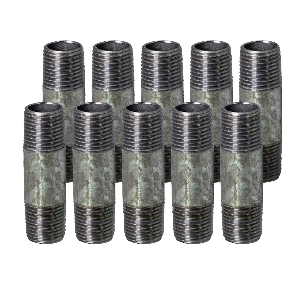 Supply Giant 1-1/4" x 4-1/2", Steel Pipe, pre cut Industrial Pipe, Threaded Pipe Nipples and Fittings, Build Vintage DIY Furniture, Galvanized (Pack Of 10)