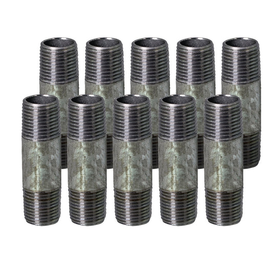 Supply Giant 1-1/4" x 4-1/2", Steel Pipe, pre cut Industrial Pipe, Threaded Pipe Nipples and Fittings, Build Vintage DIY Furniture, Galvanized (Pack Of 10)