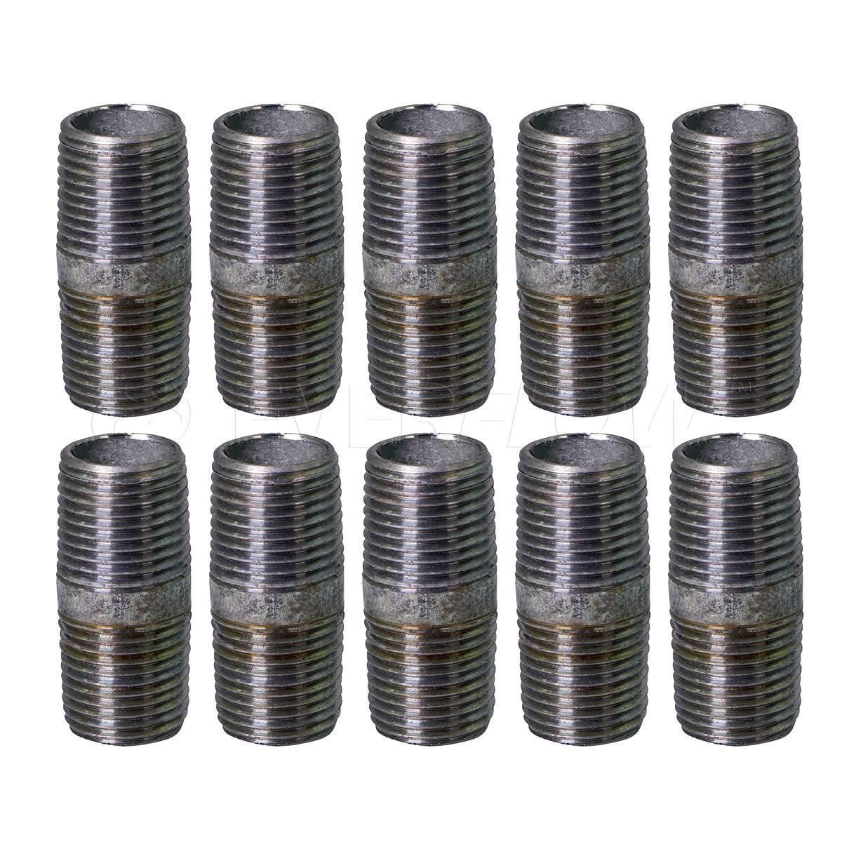 Supply Giant 1-1/4" x 4", Steel Pipe, pre cut Industrial Pipe, Threaded Pipe Nipples and Fittings, Build Vintage DIY Furniture, Galvanized (Pack Of 10)