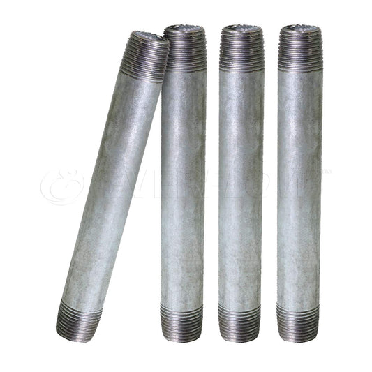 Supply Giant 1-1/4" x 9", Steel Pipe, pre cut Industrial Pipe, Threaded Pipe Nipples and Fittings, Build Vintage DIY Furniture, Galvanized (Pack Of 4)