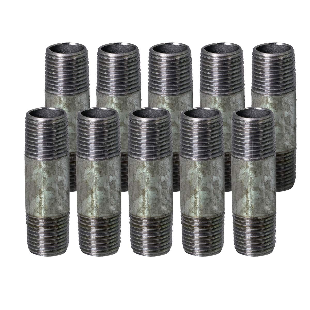 Supply Giant 1/4" x 5-1/2", Steel Pipe, pre cut Industrial Pipe, Threaded Pipe Nipples and Fittings, Build Vintage DIY Furniture, Galvanized (Pack Of 10)