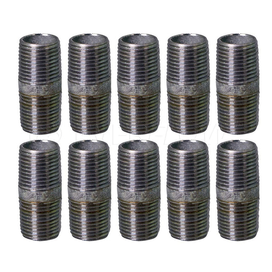 Supply Giant 1" x 6", Steel Pipe, pre cut Industrial Pipe, Threaded Pipe Nipples and Fittings, Build Vintage DIY Furniture, Galvanized (Pack Of 10)