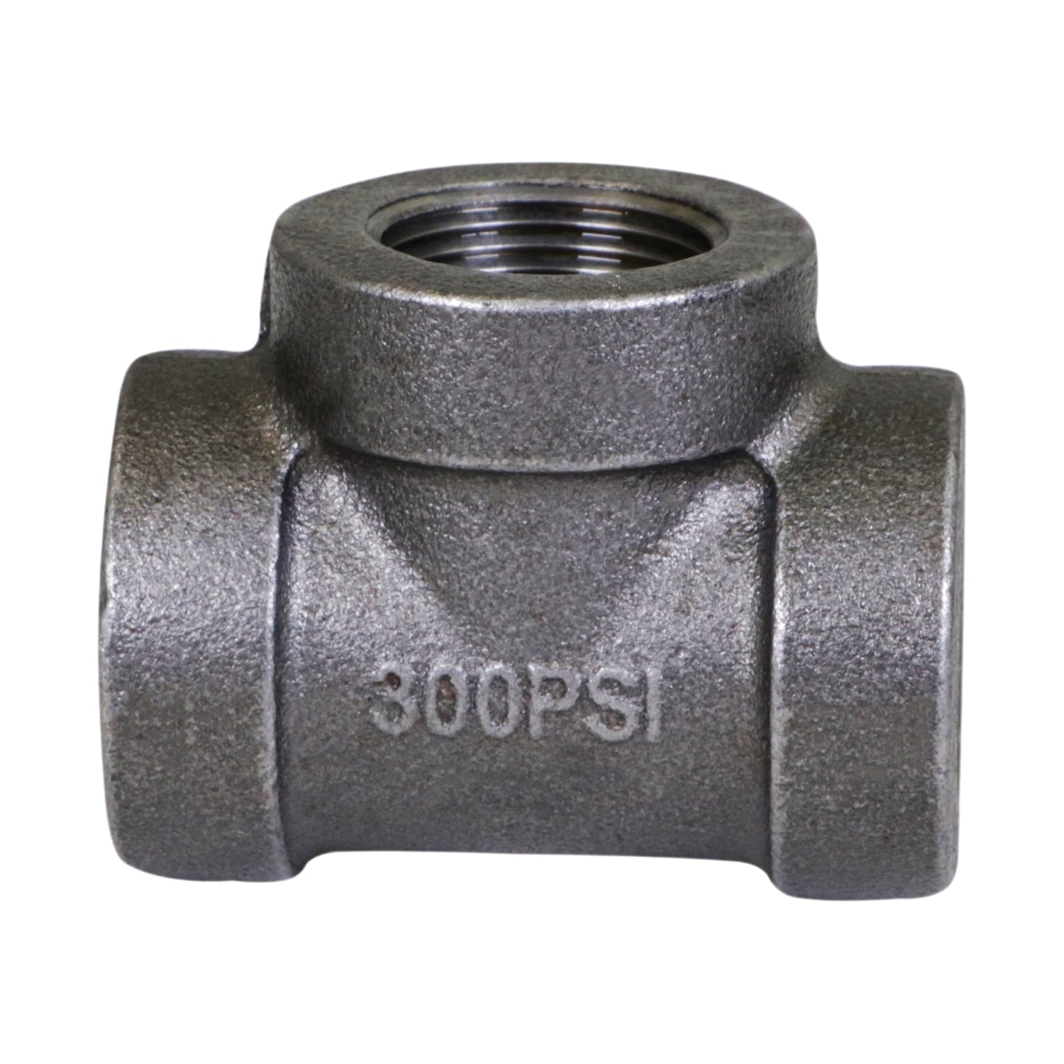 Supply Giant 1" Black Pipe Fitting Tee for Industrial Piping or DIY Projects, Cast Iron