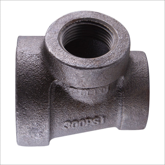 Supply Giant 2" x 1-1/2" x 1-1/2" BLack Pipe Fitting Reducing Tee Cast Iron