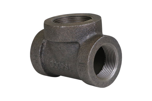 Supply Giant 2" x 1-1/4" x 1-1/2" BLack Pipe Fitting Reducing Tee Cast Iron