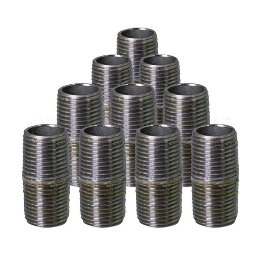 Supply Giant 2" x 1", Closed Steel Pipe, pre cut Industrial Pipe, Threaded Pipe Nipples and Fittings, Build Vintage DIY Furniture, Galvanized (Pack Of 10)