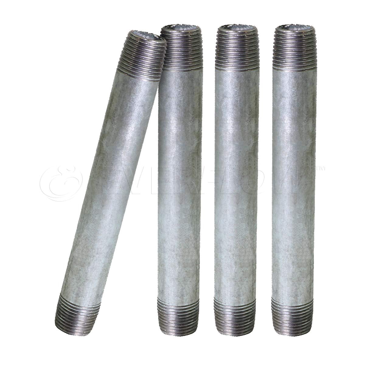 Supply Giant 2" x 8", Steel Pipe, pre cut Industrial Pipe, Threaded Pipe Nipples and Fittings, Build Vintage DIY Furniture, Galvanized (Pack Of 4)