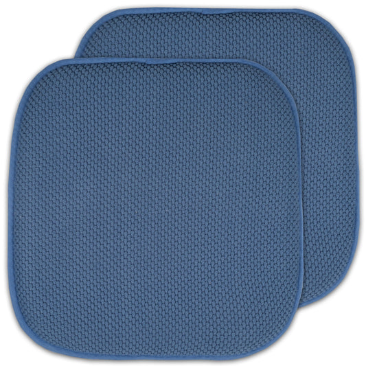 Sweet Home Collection Memory Foam Honeycomb Non-Slip Back 16" x 16" Chair Pad - Blue, 2 Pack