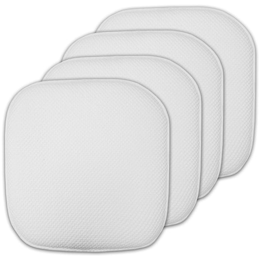 Sweet Home Collection Memory Foam Honeycomb Non-Slip Back 16" x 16" Chair Pad - White, 4 Pack