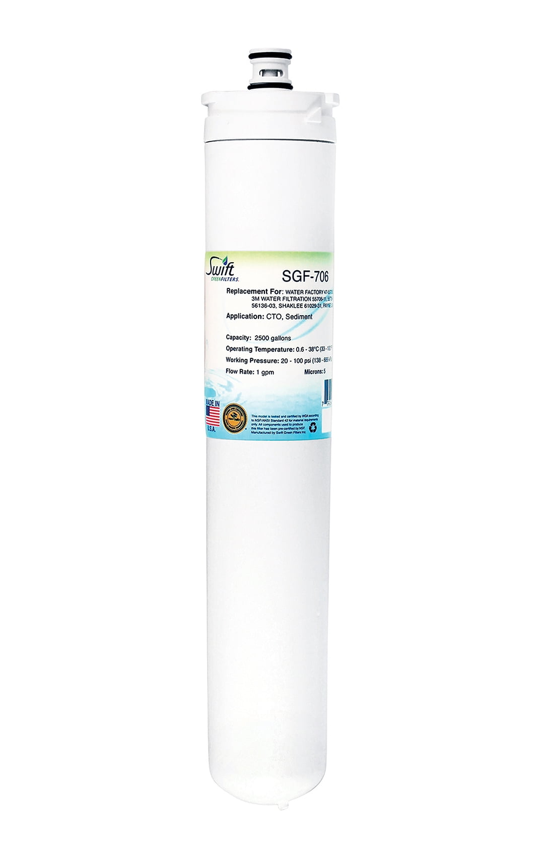 Swift Green Filters SGF-706 Replacement Water Filter for Water Factory 47-55706G2 [1 Pack]