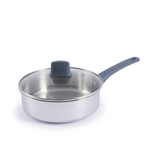 T-fal Daily Cook Stainless Steel Cookware Collection, 3.5 Quart SautÃ© Pan With Lid, Ocean Blue Handle