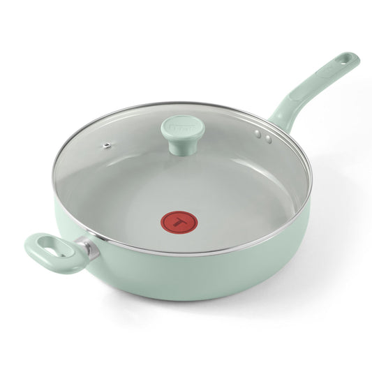 T-fal Easy Care 5 Quart Ceramic Nonstick Jumbo Cooker with Lid, Mint Green
