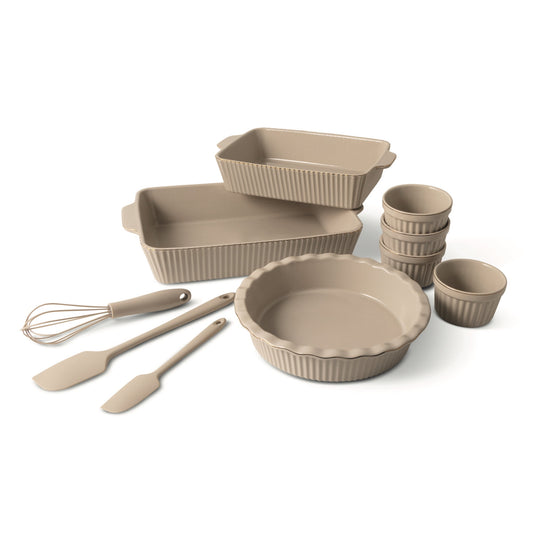 Thyme & Table Juego de ReposterÃ­a de CerÃ¡mica de 10 Piezas - Topo