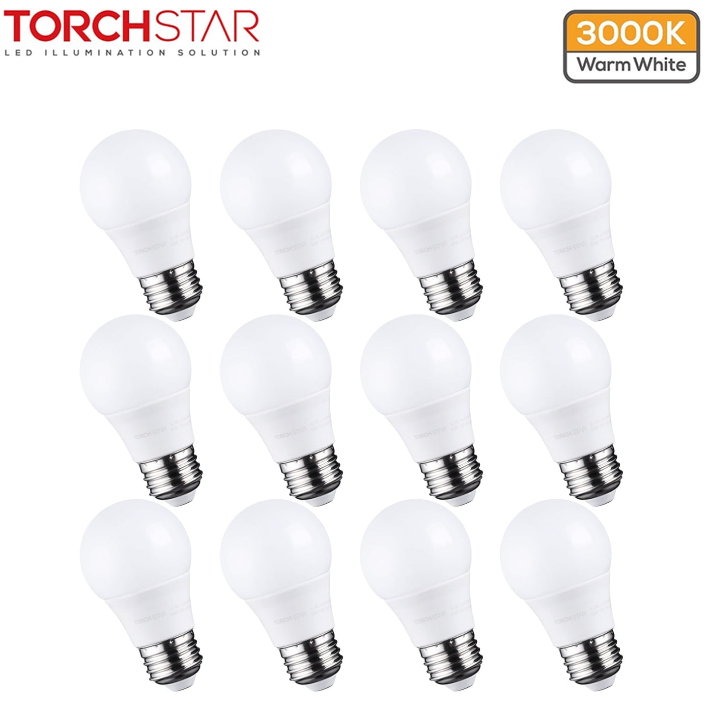 TORCHSTAR 5.5W A15 LED Light Bulbs, 40 Watt Equivalent, Dimmable, 3000K Warm White, E26 Medium Base, G45 Bulb Shape, for Ceiling Fan, Desk Lamp, Vanity Mirror, Pack of 6