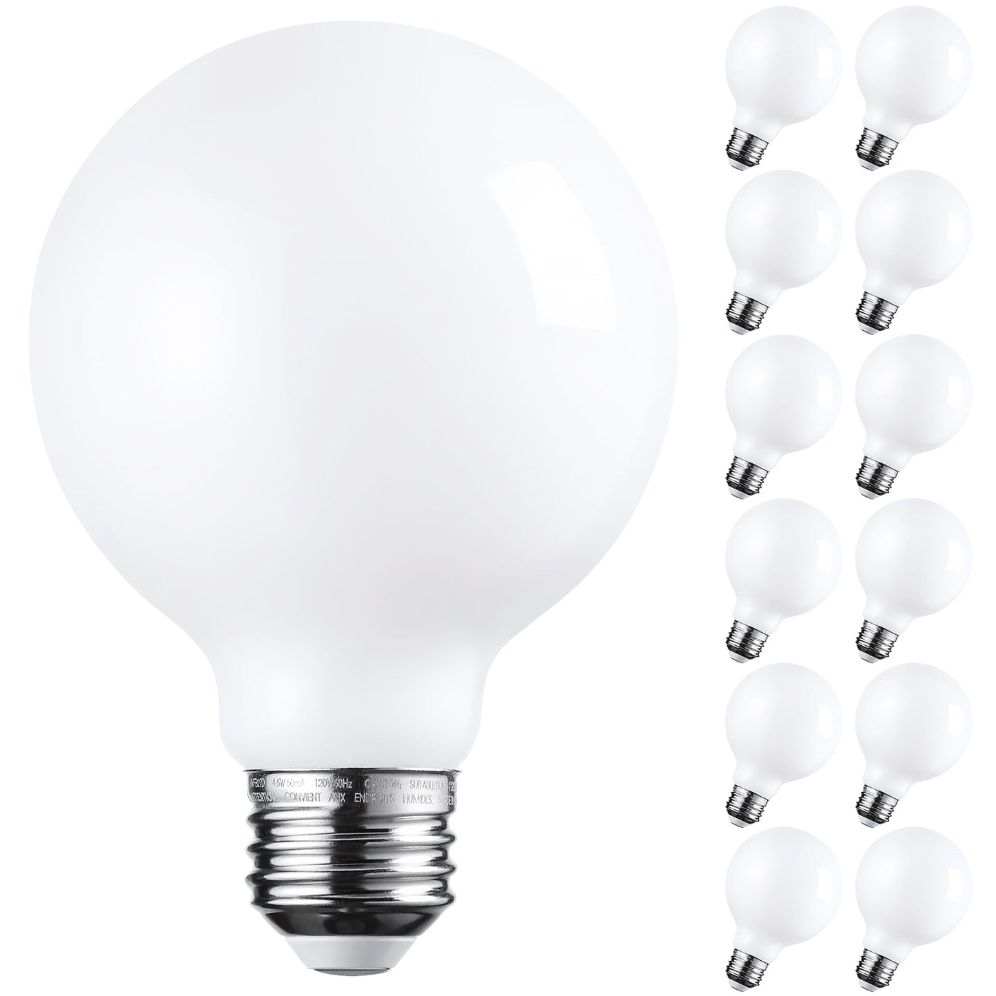 TORCHSTAR 12-Pack LED G25 Globe Light Bulbs, 4000K Cool White, 500LM, Frosted Vintage Edison Filament Light Bulb, 4.5W (60W Eqv.), Dimmable E26 Base, Bathroom Vanity Mirror Light, Milky Glass Light