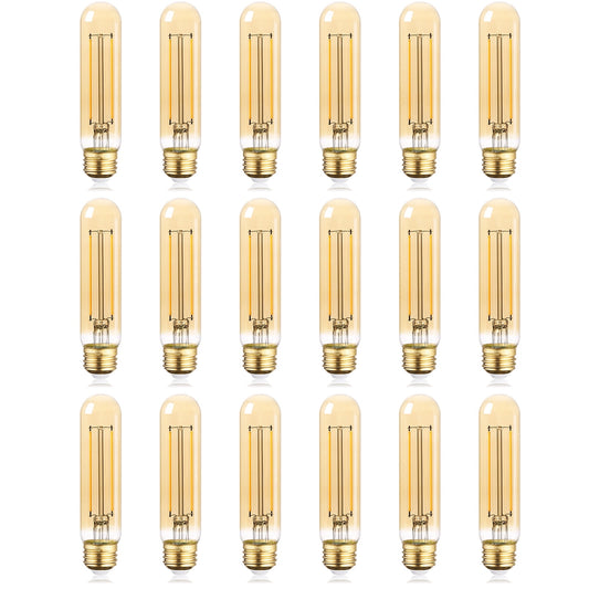 TORCHSTAR 18 Pack Dimmable Vintage Edison Bulbs, UL Listed T10 LED Bulb, Filament Light Bulb, 4.5W, 400lm, E26 Base, CRI90, 2200K Amber Warm