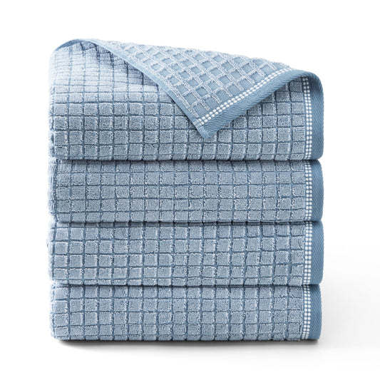 TOWN & COUNTRY EVERYDAY Juego de Toallas de BaÃ±o con Paneles de Ventana Texturizados de 4 Piezas, 30"x58", 100% AlgodÃ³n, Felpa y Absorbente 550 G/M2, Beige