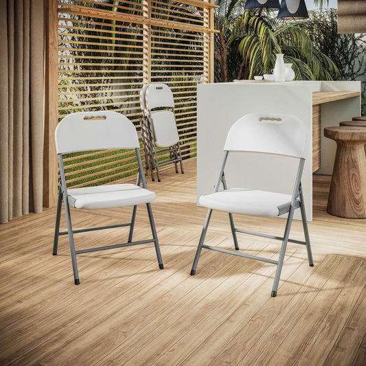 Techni Home Premium Comfort Granite White Folding Chairs â€“ Set of 4 RTA-02FLC-WHT