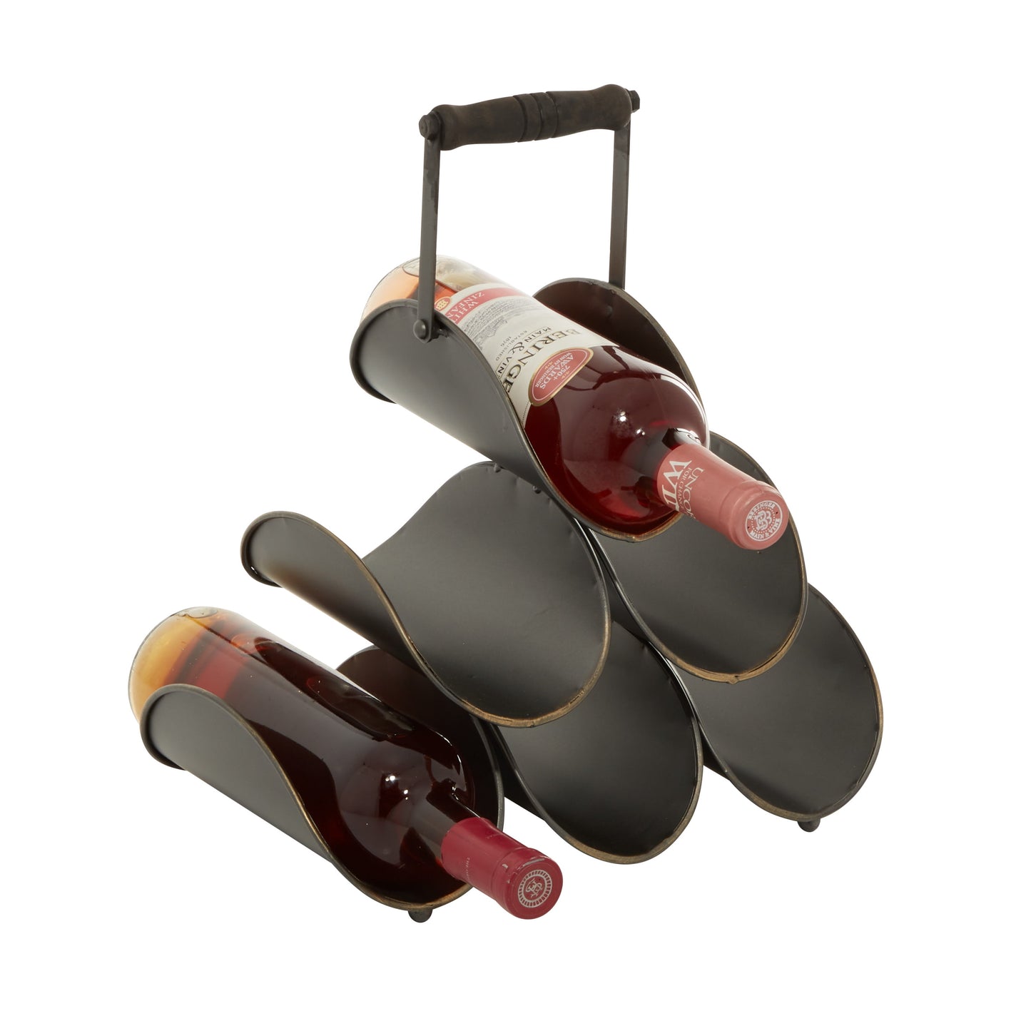 DecMode 15" x 13" Black Metal 6 Bottle Wine Rack, 1-Piece
